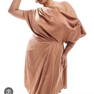 ASOS Curve Brown/nude/mauve Dress
